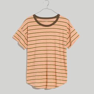 Madewell Whisper Cotton Rib-Crewneck Ringer Tee in Persell Stripe